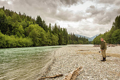 1-war Is Hell - A fisherman standing beside the upper Kalum River in British Columbia, Canada by Snap-T Photography