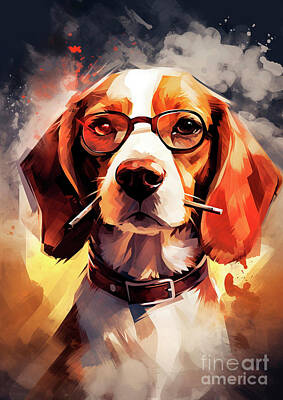 Mammals Digital Art - A Funny Beagle by Adrien Efren