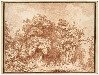 State Love Nancy Ingersoll Rights Managed Images - A Gathering at Woods Edge Jean Honore Fragonard ca. 1770 73 Red chalk Drawings Purchase Royalty-Free Image by Timeless Images Archive