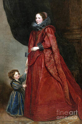 Cities Paintings - A Genoese Lady with Her Child  by Sad Hill - Bizarre Los Angeles Archive
