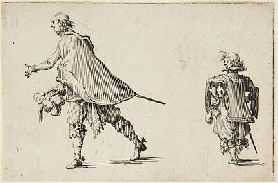 Steampunk Paintings - A Gentleman and his Page, 1617 Jacques Callot, French, 1592 1635 by Artistic Rifki