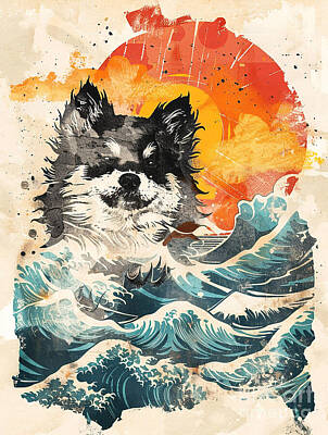 Beach Drawings - A graphic depiction of Eskimo dog by Clint McLaughlin