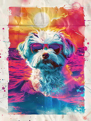 Abstract Landscape Drawings - A graphic depiction of Lhasa Apso Dog by Clint McLaughlin
