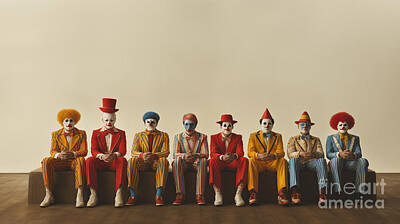 Modern Man Surf - a  group  of  circus  clowns  hyperrealistic  minimal  afcce  cd  a  ba  cdfbe by Asar Studios by Artistic Rifki