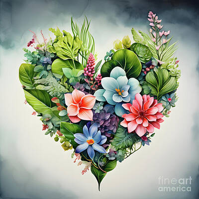 Lilies Digital Art - A heartfelt bouquet by Sen Tinel