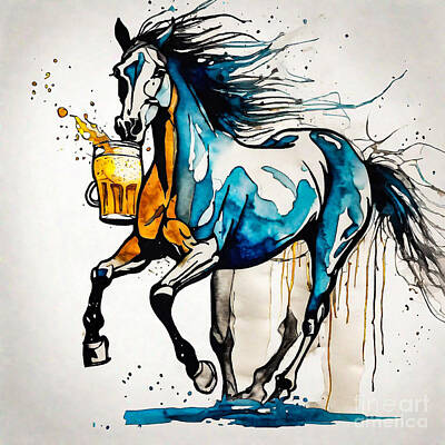 Monochrome Landscapes - A Horse drink Beer by Adrien Efren