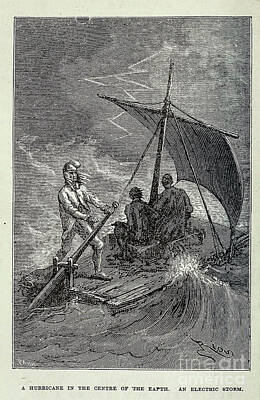 Science Fiction Drawings - A Hurricane in the Centre of the Earth p2 by Historic illustrations