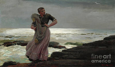 Cities Paintings - A Light on the Sea - Winslow Homer - 1897 by Sad Hill - Bizarre Los Angeles Archive