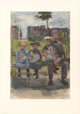 American Milestones - A Man with Three Girls on a Bench in the Oosterpark in Amsterdam, Isaac Israels by Celestial Images
