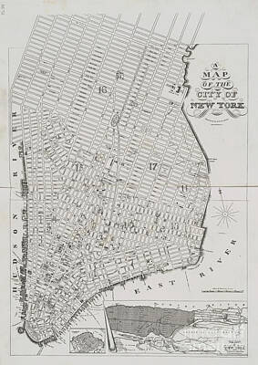 City Scenes Drawings - A Map of the City of New York The Goodrich Plan 1836 d5 by Historic Illustrations