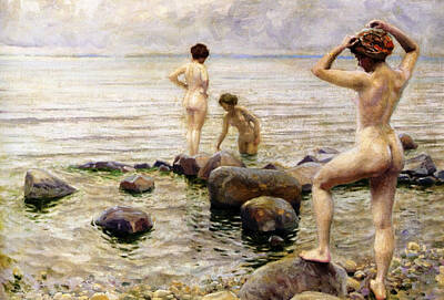 Royalty-Free and Rights-Managed Images - A Morning Dip by Paul Gustav Fischer
