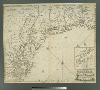 Moose Art Rights Managed Images - A new map of New England, New York, New Iarsey, Pensilvania, Maryland, and Virginia NYPL b15077680- Royalty-Free Image by MotionAge Designs
