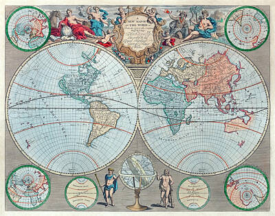 Drawings - A new map of the world  by John Senex