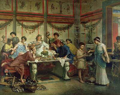 Painting Rights Managed Images - A Roman Feast late 19th century Roberto Bompiani  Royalty-Free Image by MotionAge Designs