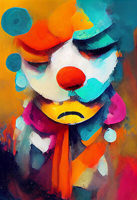 Abstract Royalty Free Images - A  Sad  Clown  Early  Morning  Abstract  Loose  Painting  Style  V  14dfdd8e  8c14  475c  B62e  B422 Royalty-Free Image by Celestial Images
