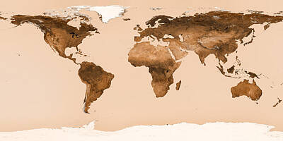 Abstract Ink Paintings In Color - A sepia-toned map by Manjik Pictures
