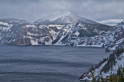 Cartoons Tees - A Snowy Day at Crater Lake by Tom Kelly