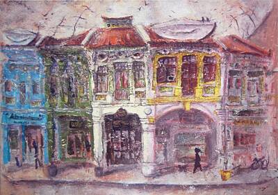 Impressionism Painting Rights Managed Images - A Stroll At Joo Chiat Royalty-Free Image by HweeYen Ong