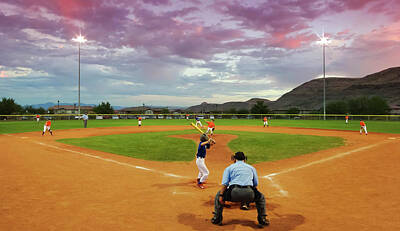 Baseball Rights Managed Images - A Twilight Little League Game, Las Vegas, NV, USA Royalty-Free Image by Derrick Neill