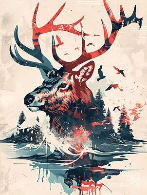Mountain Drawings - A vibrant mix of Elk Farm animals by Clint McLaughlin