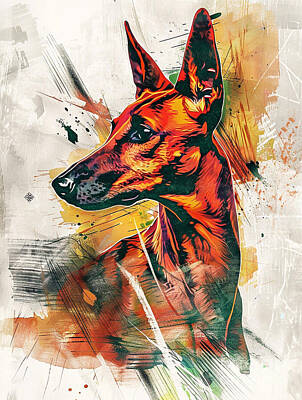 Animals Drawings - A vibrant mix of Pharaoh Hound Dog by Clint McLaughlin