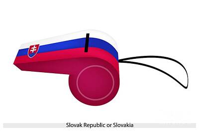 Football Drawings - A Whistle of The Slovak Republic Flag by Iam Nee