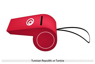 Football Drawings - A Whistle of The Tunisian Republic Flag by Iam Nee