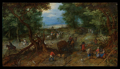Target Project 62 Scribble - A Woodland Road with Travelers 1607 Jan Brueghel the Elder Netherlandish by MotionAge Designs