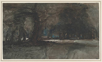 Keith Richards - A Woodland Scene at Dusk recto A Study of Trees and Foliage verso 1833-45 by Arpina Shop