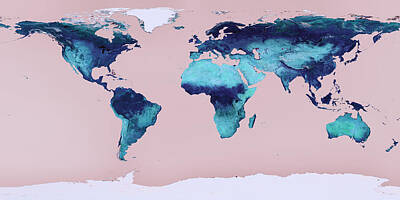 Abstract Ink Paintings In Color - A world map by Manjik Pictures