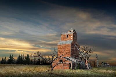 Randall Nyhof Royalty-Free and Rights-Managed Images - Abandoned Grain Elevator in a Rural Landscape by Randall Nyhof