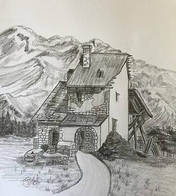 Mountain Drawings - Abandoned in the Alps by Tony Clark