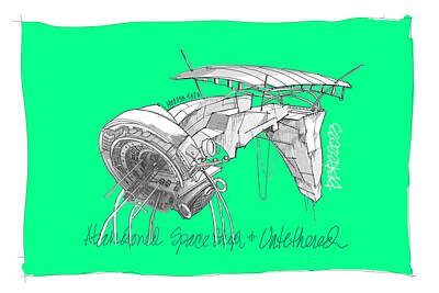 Jazz Drawings Royalty Free Images - Abandoned Space Ship Royalty-Free Image by Richard Berg
