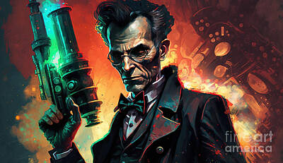 Politicians Digital Art - Abe Lincoln and his Ray Gun by David Arment