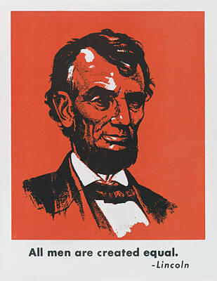 Politicians Drawings Rights Managed Images - Abraham Lincoln - All Men Are Created Equal - 1954 Royalty-Free Image by War Is Hell Store