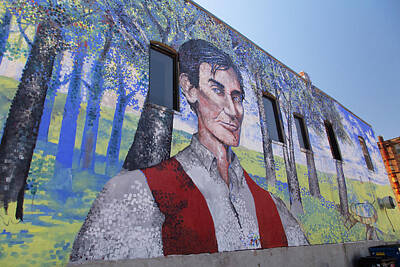 Politicians Photos - Abraham Lincoln mural on Historic Route 66 in Springfield Illinois by Eldon McGraw