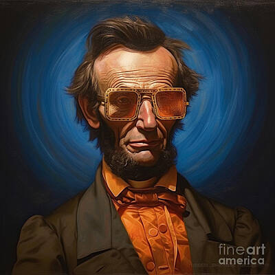 Politicians Paintings - Abraham  Lincoln    Rembrandt  Peale  as  the  model  by Asar Studios by Celestial Images