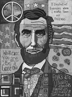 Politicians Paintings - Abraham Lincoln Sectional - Black and White by David Hinds