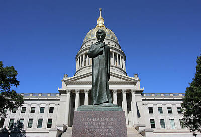 I Want To Believe Posters Rights Managed Images - Abraham Lincoln Statue in front of West Virginia State Capitol 3174 Royalty-Free Image by Jack Schultz