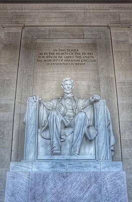 Cities Royalty-Free and Rights-Managed Images - Abraham Lincoln Statue - The Lincoln Memorial Washington D.C. by Marianna Mills