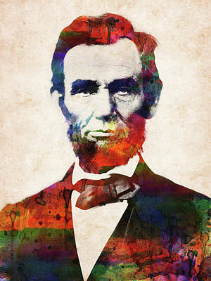 Politicians Digital Art - Abraham Lincoln watercolor portrait by Mihaela Pater