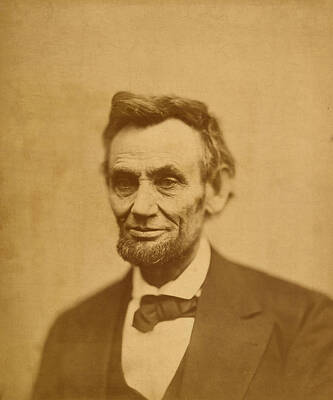 Politicians Photo Royalty Free Images - Abraham Lincoln Portrait  - 1865 - Sepia Royalty-Free Image by David Hinds