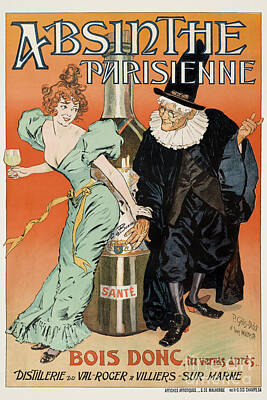 Food And Beverage Drawings - Absinthe Parisienne France Vintage Advertising Poster 1896 by Vintage Treasure