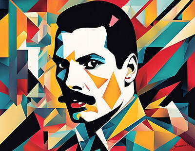 Jazz Digital Art - Abstract Art of Freddie Mercury 2 by Johanna