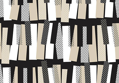 Jazz Mixed Media - Abstract black and white jazz music seamless pattern by Julien