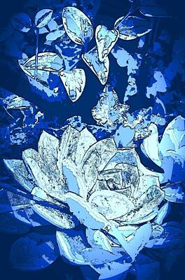 Abstract Flowers Digital Art - Abstract Blue Flowers by Loraine Yaffe