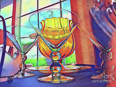 Martini Royalty-Free and Rights-Managed Images - Abstract Colorful Martini Glass by Wernher Krutein
