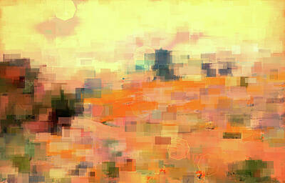 Landscapes Digital Art - Abstract Desert Landscape-The Less Traveled Road  by Shelli Fitzpatrick