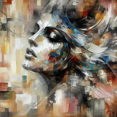 Portraits Royalty-Free and Rights-Managed Images - Abstract Expressionist Woman  - DWP1750695 by Dean Wittle