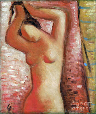 Cities Paintings - Abstract Female Nude - After Bath by Sad Hill - Bizarre Los Angeles Archive